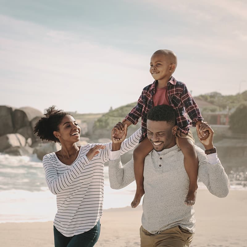 Family on beach